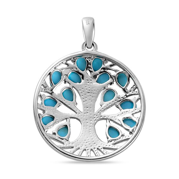 Amerikanischer natürlicher Sleeping Beauty Türkis Baum des Lebens Anhänger in Silber image number 5