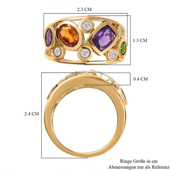 Mehrfarbiger Edelstein Fassung-Ring, 925 Silber 750 Gelbgold Vermeil (Gr&ouml;&szlig;e 21.00) ca. 2.53 ct image number 7