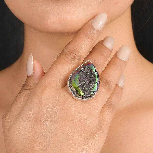 Sajen Silber-Fenster Drusy Wald Ring 925 Silber rhodiniert (Gr&ouml;&szlig;e 21.00) ca. 44.00 ct image number 2