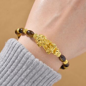 Tigerauge Armband, flexibel (ca. 18 - 19 cm), gelb vergoldet ca. 35.00 ct