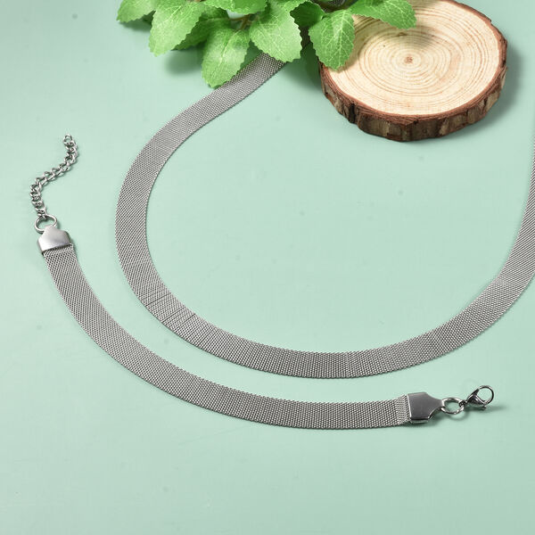 2er-Set - schlichte Schmuck-Halskette, ca. 52 cm und Armband, ca. 19+3 cm, Edelstahl image number 1