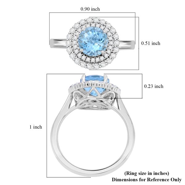 LUXORO zertifiziert und gepr&uuml;ft AAA Santamaria Aquamarin und Diamant Ring in 417 Wei&szlig;gold - 1,69 ct. image number 5