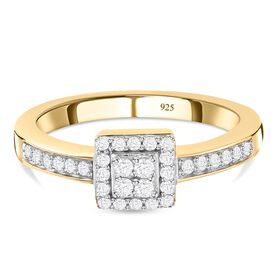 Diamant Ring 925 Silber Gelbgold Vermeil