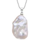 AAA Weiße Süßwasser Barockperle Anhänger mit Kette, ca. 50 cm, 925 Silber rhodiniert