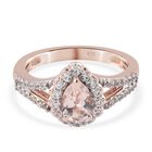 Morganit und Zirkon Ring 925 Silber Roségold (Größe 16.00) ca. 1,10 ct