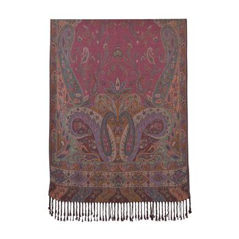 Schal mit Paisley-Muster und Fransen, 70x180cm, Rot