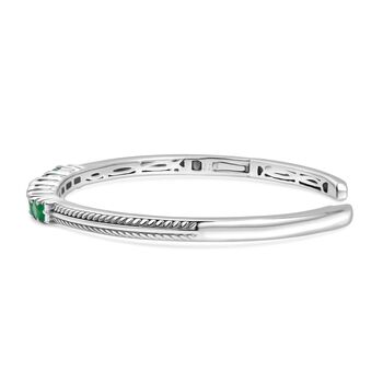 Whispers of Spring - D joy Kagem Sambischer Smaragd, Moissanit Armreif ca. 19 cm 925 Silber rhodiniert ca. 2,40 ct.
