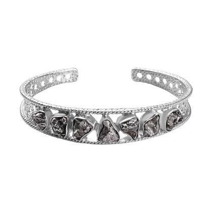 Meteorit Armreif ca. 20 cm 925 Silber rhodiniert ca. 46.80 ct