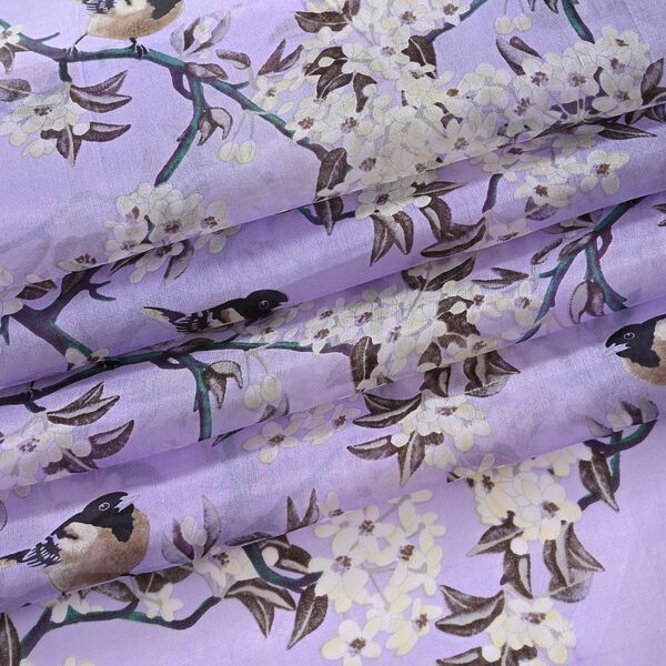  LA MAREY signature 100% silk scarf110*195cmweight:40gcolor:purple based with floral patternsMaterial:100% Mulberry silk image number 7