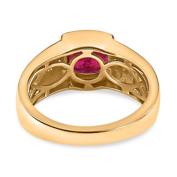 Afrikanischer Rubin (Fissure gef&uuml;llt), wei&szlig;er Zirkon Ring, 925 Silber Gelbgold Vermeil (Gr&ouml;&szlig;e 18.00) ca. 2.49 ct image number 6