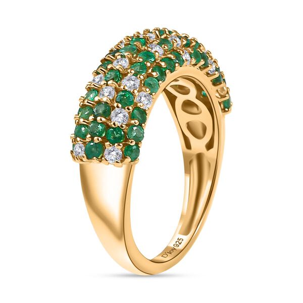 Eternal Lattice - D joy Kagem Sambischer Smaragd, Moissanit Ring 925 Silber 750 Gelbgold Vermeil (Gr&ouml;&szlig;e 18.00) ca. 1.57 ct image number 5