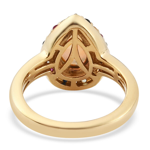 Nat&uuml;rlicher &Auml;thiopischer Opal und Mehrfarbig Saphir Ring 925 Silber vergoldet  ca. 1,37 ct image number 5