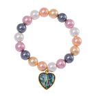 Mehrfarbiges Muschelperle, Abalone Muschel flexibles Armband, Standard gelb vergoldet