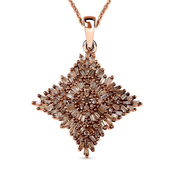 Nat&uuml;rlicher Champagner Diamant Anh&auml;nger mit Kette, 925 Silber Ros&eacute;gold Vermeil, ca. 1.00 ct