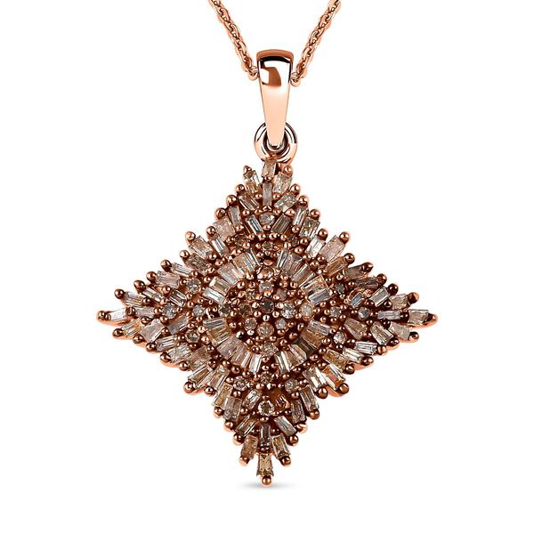 Nat&uuml;rlicher Champagner Diamant Anh&auml;nger mit 50cm Kette - 1 ct.