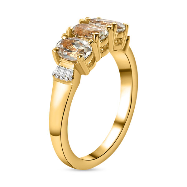 AAA Turkizit und weißer Diamant-Ring, 925 Silber Gelbgold Vermeil  ca. 1,59 ct image number 5