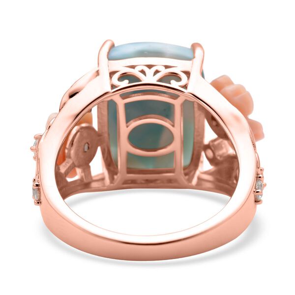 Jardin Kollektion - Larimar und rosa Perlmutt-Ring, 925 Silber ros&eacute;vergoldet  ca. 10,62 ct image number 6
