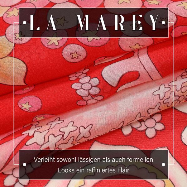 LA MAREY - 100% Maulbeeren-Seidenschal, Chiffon, 55x170 cm, Rot image number 2