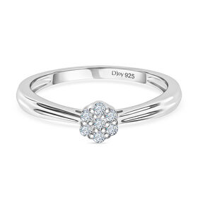 D'Joy Weißer Diamant Ring 925 Silber rhodiniert (Größe 17.00) ca. 0,10 ct