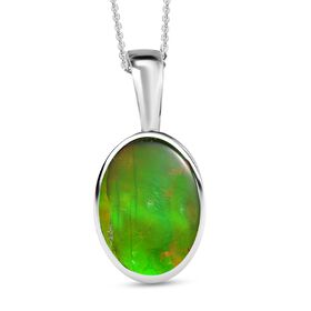 Kanadische Ammolit Anhänger mit Kette, 925 Silber, platiniert, ca. 7.30 ct