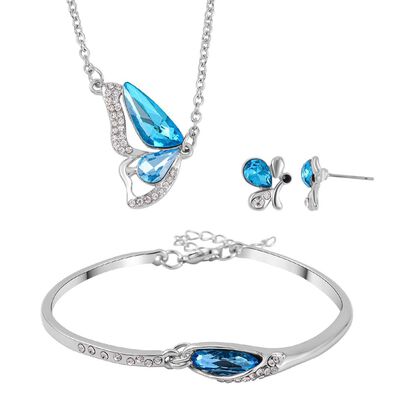 Blauer Kristall Schmuckset  Legierung