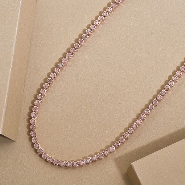 Rosa Diamant Halskette in Silber image number 3