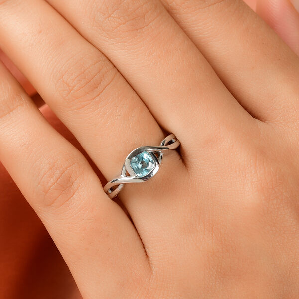 Kambodschanischer blauer Zirkon Ring 925 Silber platiniert  ca. 0,91 ct image number 3