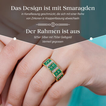 Kagem sambischer Smaragd und Zirkon-Ring - 1,52 ct.