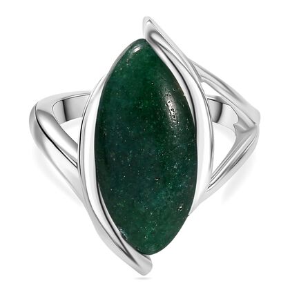 Gr&uuml;ner Aventurin Ring Messing platiniert (Gr&ouml;&szlig;e 18.00) ca. 8,02 ct