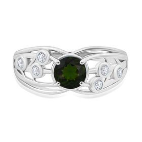 Natürlicher Chromdiopsid und Moissanit Ring - 1 ct.
