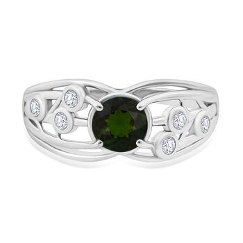 Nat&uuml;rlicher Chromdiopsid und Moissanit Ring - 1 ct.