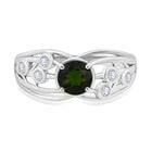 Natürlicher Chromdiopsid, Moissanit Ring 925 Silber rhodiniert (Größe 17.00) ca. 1,09 ct