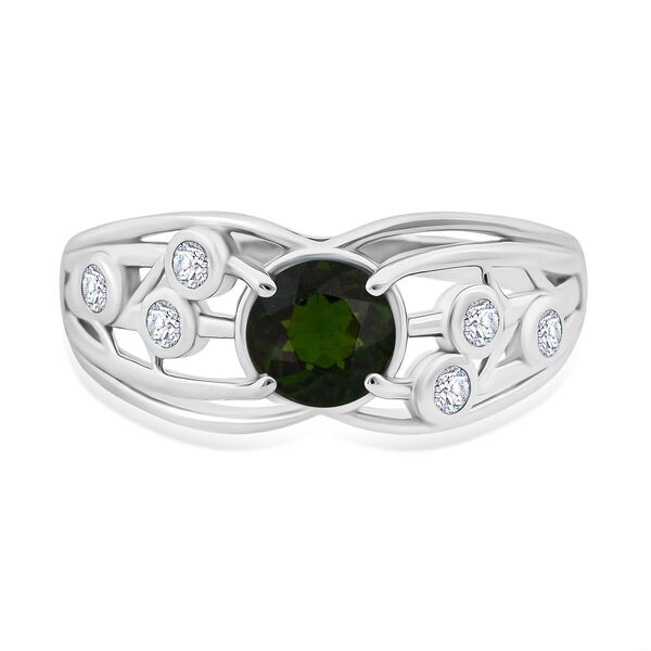 Natürlicher Chromdiopsid und Moissanit Ring - 1 ct. image number 0