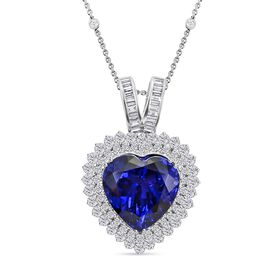 Chairman's Vault Collection - zertifiziert und geprüft RHAPSODY AAAA Tansanit und VS-EF Diamant Herz-Anhänger mit 45cm Kette in 950 Platin - 23,46 ct.