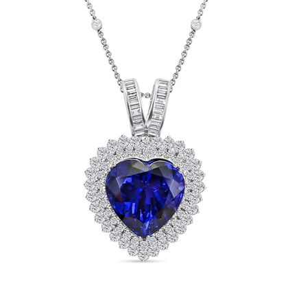 CHAIRMAN VAULT COLLECTION - AAAA Tansanit, Wei&szlig;er Diamant Anh&auml;nger, zertifiziert und gepr&uuml;ft, 950 Platin ca. 23.46 ct