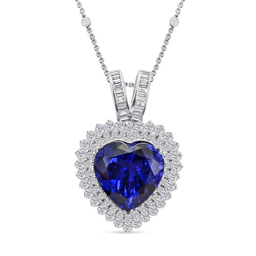 Chairman's Vault Collection - zertifiziert und geprüft RHAPSODY AAAA Tansanit und VS-EF Diamant Herz-Anhänger mit 45cm Kette in 950 Platin - 23,46 ct. image number 0