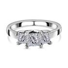 Moissanit Ring, 925 Silber rhodiniert (Größe 21.00) ca. 1.43 ct