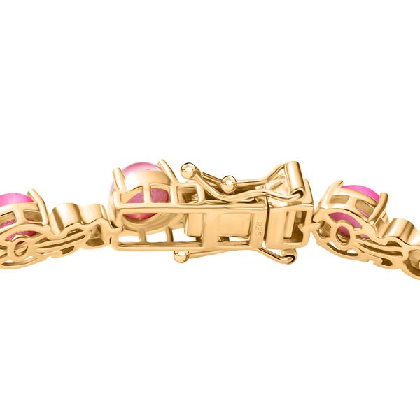 Mondblüte - Maulbeer Mondstein, Weißer Zirkon Armband ca. 19 cm 925 Silber 750 Gelb Vergoldet ca. 15,17 ct. image number 4