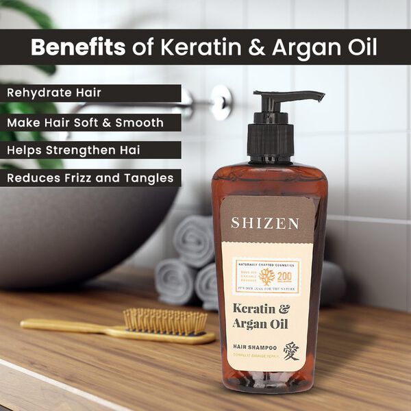 SHIZEN - Keratin und Argan&ouml;l Shampoo f&uuml;r gesundes und gl&auml;nzendes Haar (200ml), 100% Bio image number 3