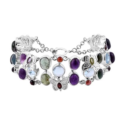 Royal Bali - Limitierte Auflage mehrfarbiges Armband mit Himmelblauer Topas, Peridot ca. 19 cm, 925 Silber ca. 35.81 ct