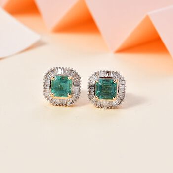 AAA Smaragd und Diamant Ohrringe in 375 Gold - 1,67 ct.