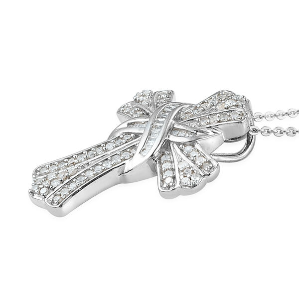 Diamant Kreuz-Anh&auml;nger mit Kette in Silber image number 4