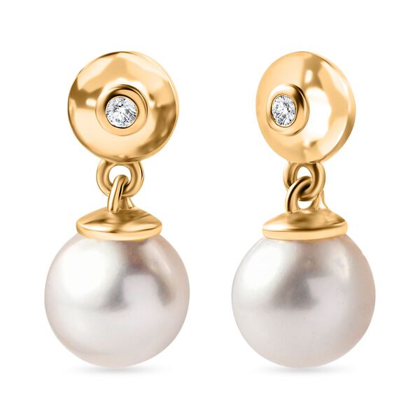 S&uuml;&szlig;wasserperlen und Zirkon Ohrringe - 7,36 ct.