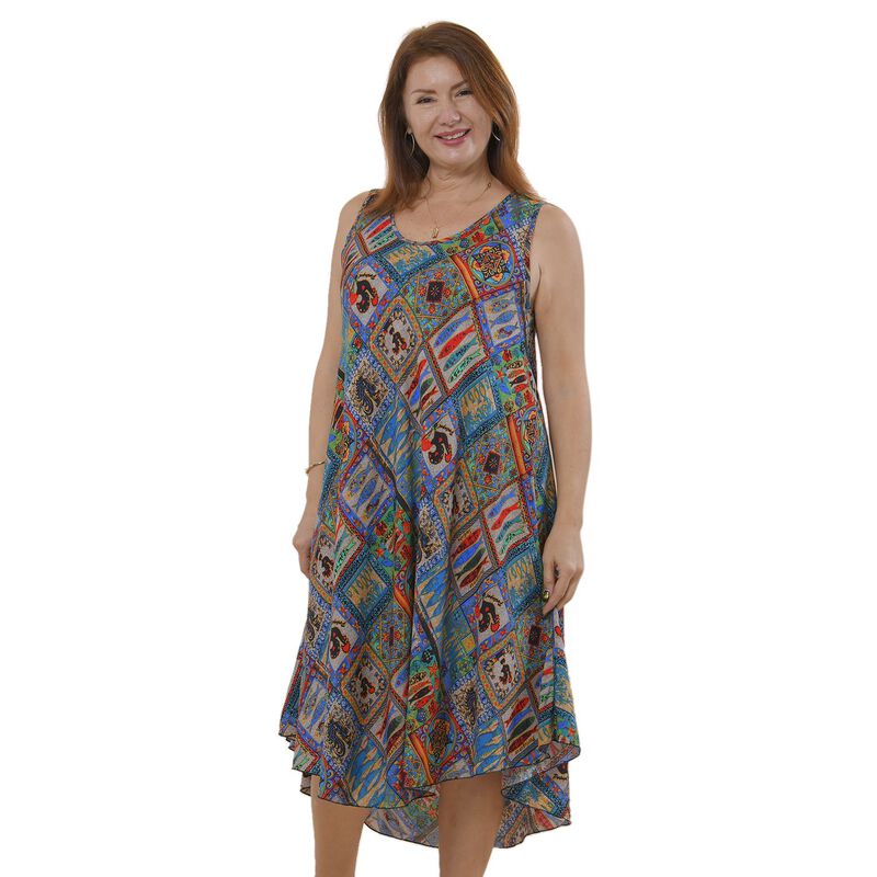 TAMSY - bedrucktes Kleid, Viskose, 60x105 cm, mehrfarbig Bohème-Muster image number 0