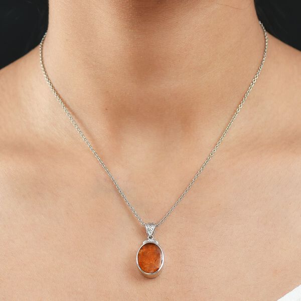 Feueropal Matrix Anhänger mit Kette, ca. 7.00 ct image number 3