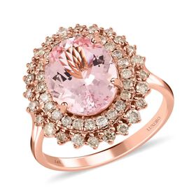 LUXORO zertifiziert und geprüft AAA Rosa Morganit und Diamant Ring in 585 Roségold - 156,85 ct.