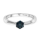 CULLINAN-MINE - Blauer Diamant Ring 925 Silber rhodiniert (Größe 18.00) ca. 0.10 ct