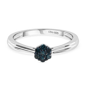 CULLINAN-MINE - Blauer Diamant Ring 925 Silber rhodiniert (Größe 18.00) ca. 0.10 ct