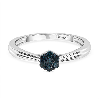 CULLINAN-MINE - Blauer Diamant Ring 925 Silber rhodiniert (Gr&ouml;&szlig;e 18.00) ca. 0.10 ct