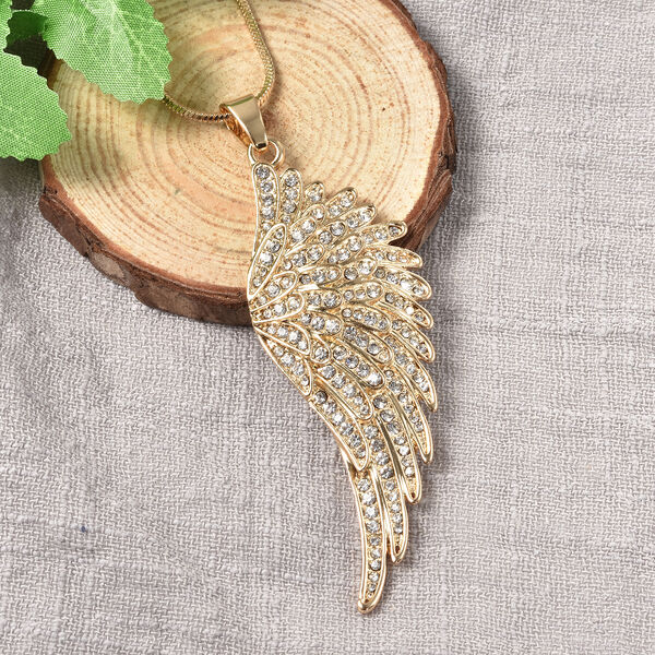 Weißer Kristall-Anhänger mit Kette, 71+5 cm, goldfarben image number 2